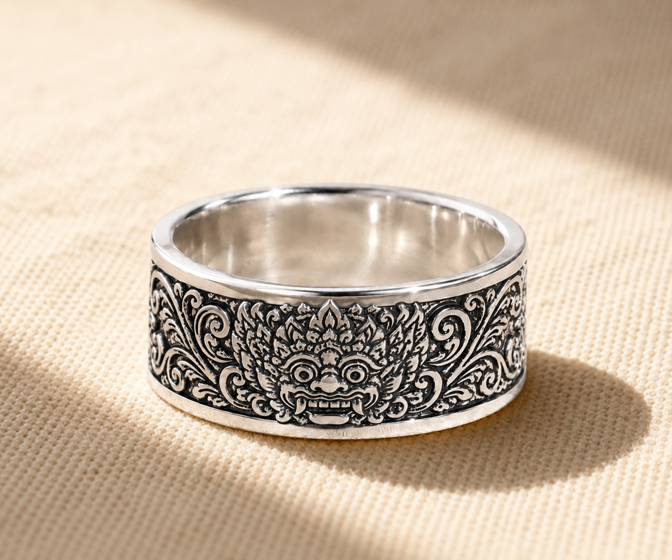 Barong band — oxidized 925, hand-carved