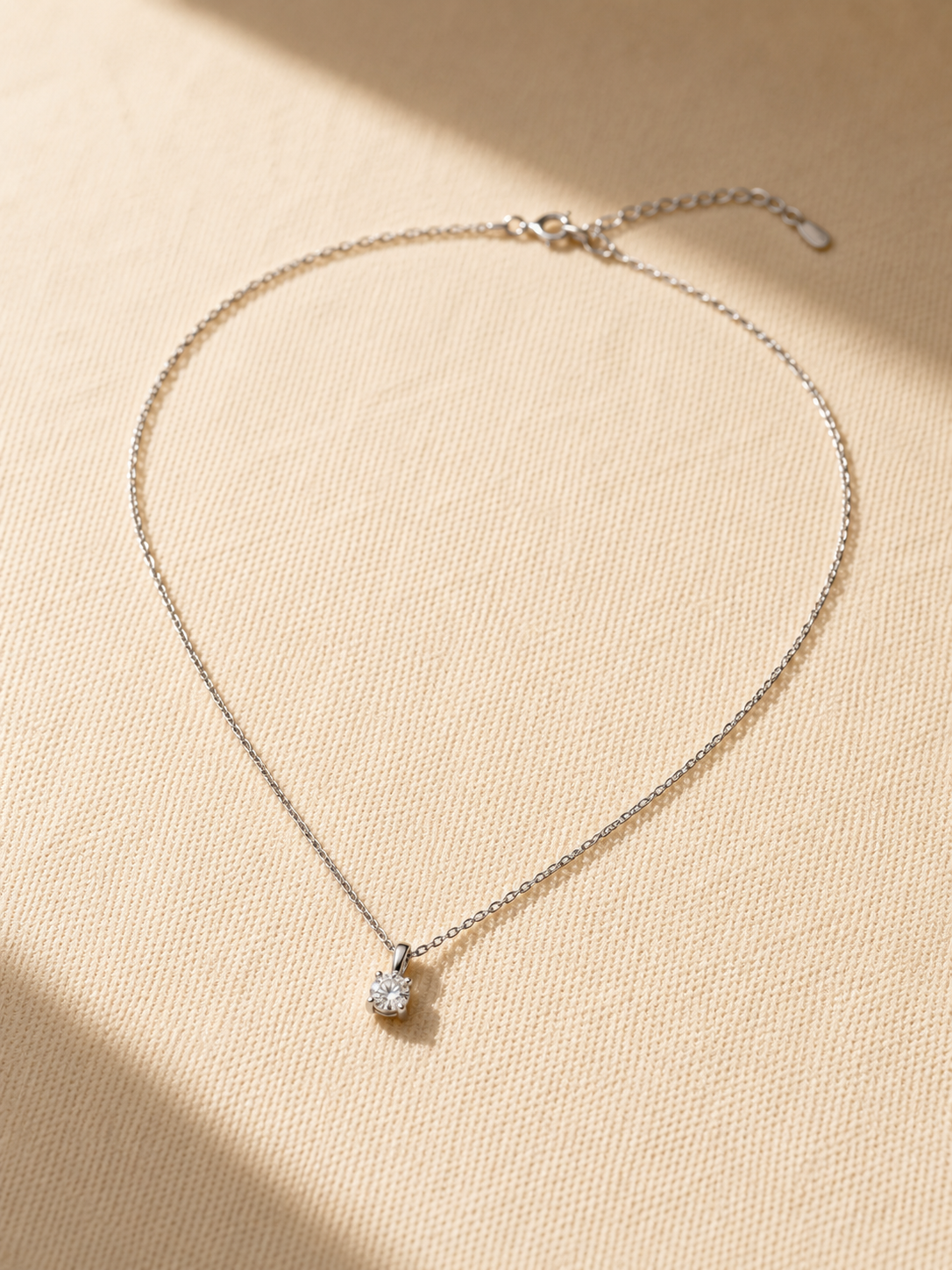 Solitaire pendant — diamond, white gold