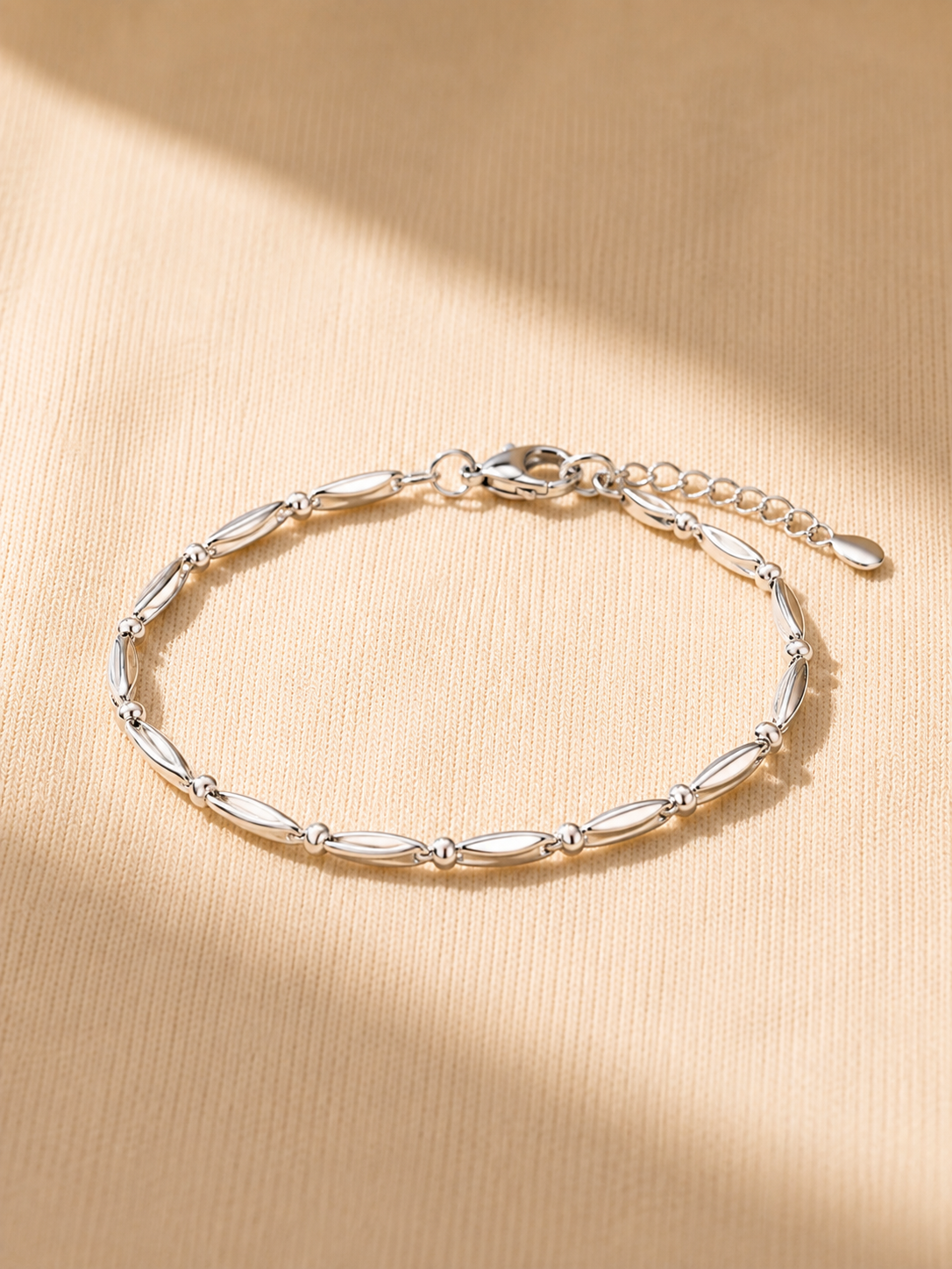 Beaded link bracelet — plated