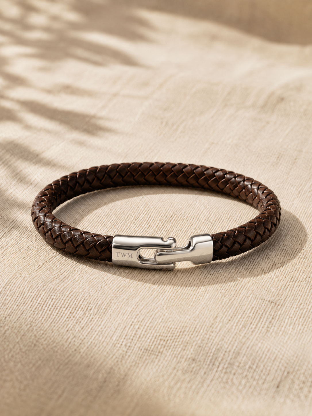 Leather bracelet — braided, 925 clasp