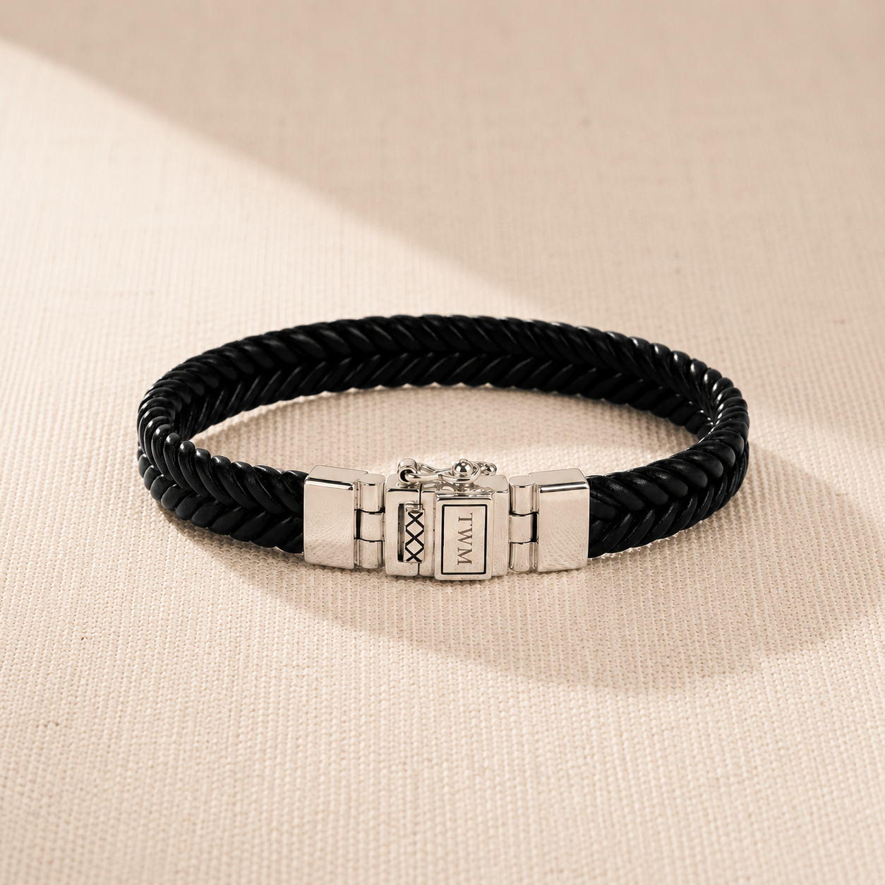 Leather & silver bracelet — braided cord