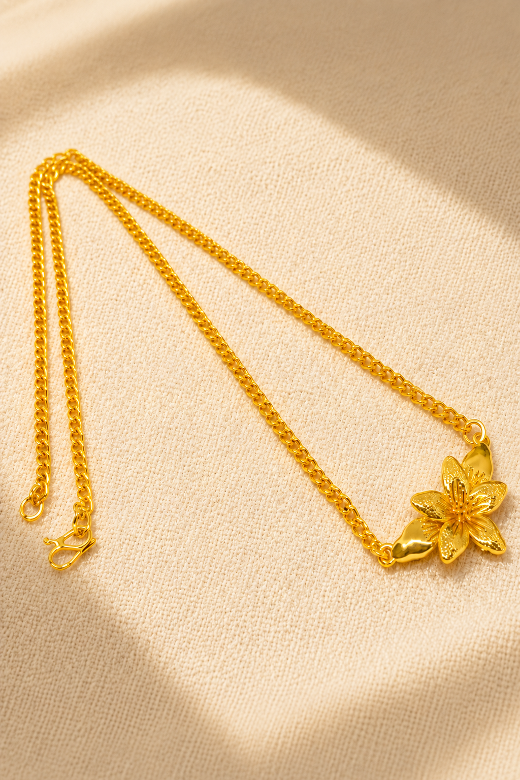 Floral necklace — gold vermeil